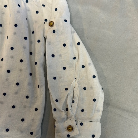 Zara White and Blue Button Down Shirt with Polka Dots - Picture 4 of 5